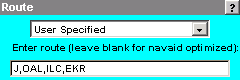 User Specified Route Example